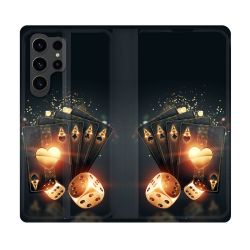 Housse Cuir Portefeuille Pour Samsung Galaxy S23 Ultra Poker Des