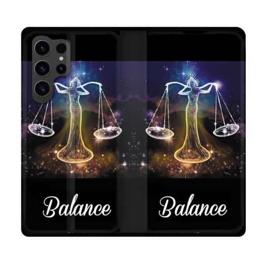 Housse Cuir Portefeuille Pour Samsung Galaxy S23 Ultra Signe Zodiaque 2 Balance
