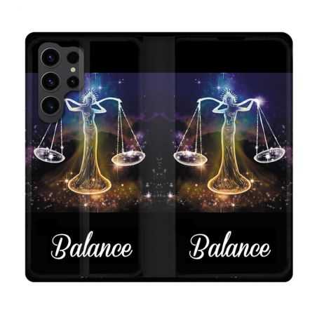 Housse Cuir Portefeuille Pour Samsung Galaxy S23 Ultra Signe Zodiaque 2 Balance