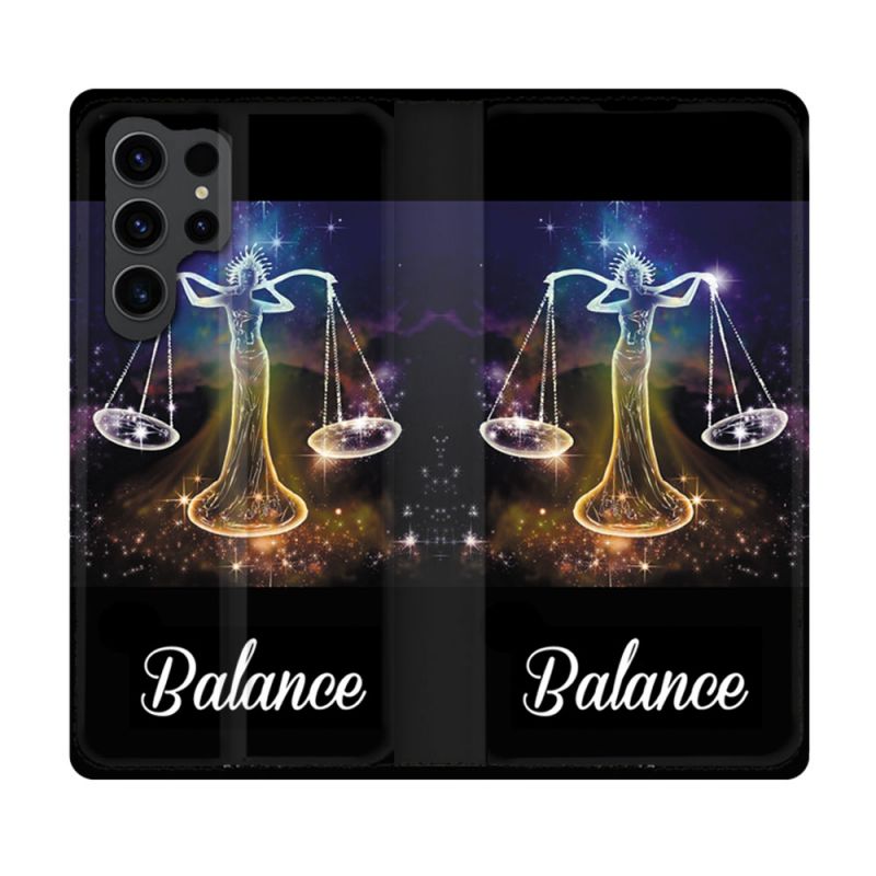 Housse Cuir Portefeuille Pour Samsung Galaxy S23 Ultra Signe Zodiaque 2 Balance