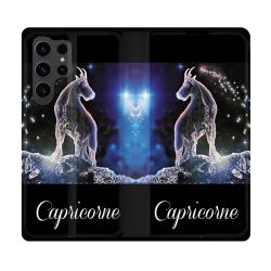 Housse Cuir Portefeuille Pour Samsung Galaxy S23 Ultra Signe Zodiaque 2 Capricorne