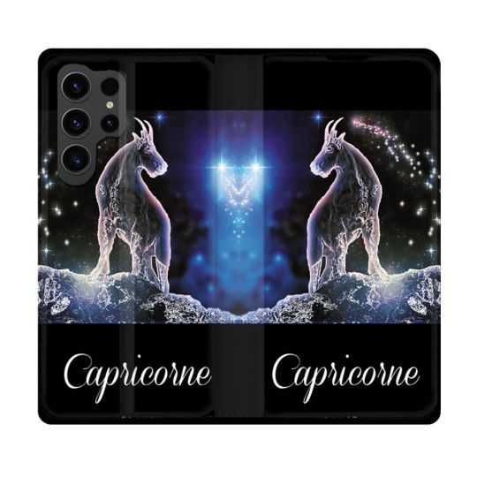 Housse Cuir Portefeuille Pour Samsung Galaxy S23 Ultra Signe Zodiaque 2 Capricorne