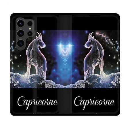 Housse Cuir Portefeuille Pour Samsung Galaxy S23 Ultra Signe Zodiaque 2 Capricorne
