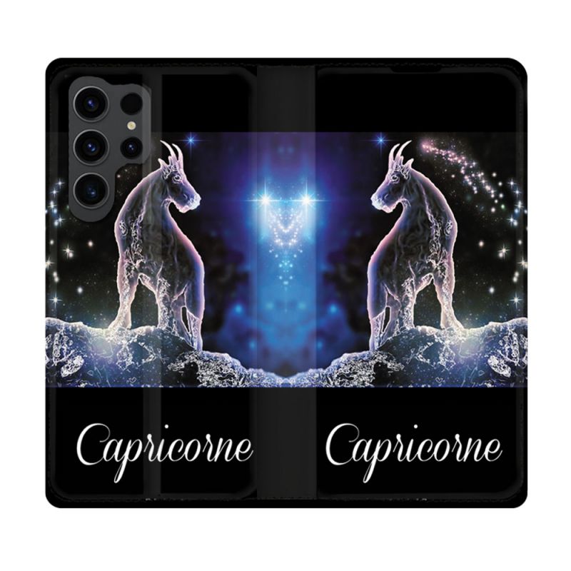 Housse Cuir Portefeuille Pour Samsung Galaxy S23 Ultra Signe Zodiaque 2 Capricorne