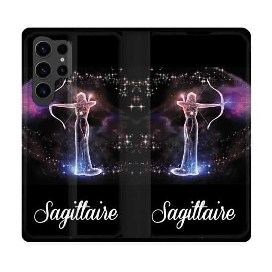 Housse Cuir Portefeuille Pour Samsung Galaxy S23 Ultra Signe Zodiaque 2 Sagittaire