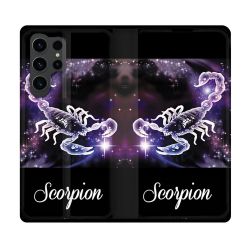 Housse Cuir Portefeuille Pour Samsung Galaxy S23 Ultra Signe Zodiaque 2 Scorpion