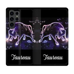 Housse Cuir Portefeuille Pour Samsung Galaxy S23 Ultra Signe Zodiaque 2 Taureau