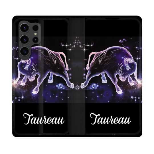 Housse Cuir Portefeuille Pour Samsung Galaxy S23 Ultra Signe Zodiaque 2 Taureau