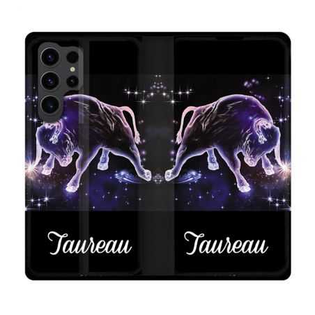 Housse Cuir Portefeuille Pour Samsung Galaxy S23 Ultra Signe Zodiaque 2 Taureau