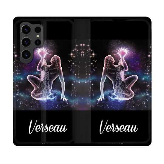 Housse Cuir Portefeuille Pour Samsung Galaxy S23 Ultra Signe Zodiaque 2 Verseau