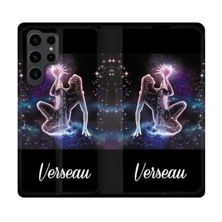 Housse Cuir Portefeuille Pour Samsung Galaxy S23 Ultra Signe Zodiaque 2 Verseau