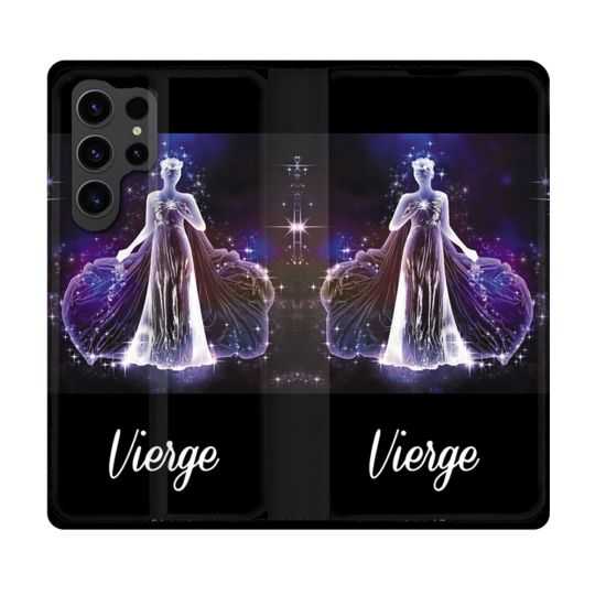 Housse Cuir Portefeuille Pour Samsung Galaxy S23 Ultra Signe Zodiaque 2 Vierge