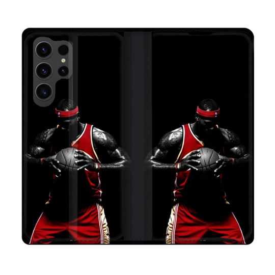 Housse Cuir Portefeuille Pour Samsung Galaxy S23 Ultra Sport Basketeur