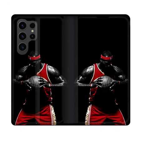 Housse Cuir Portefeuille Pour Samsung Galaxy S23 Ultra Sport Basketeur