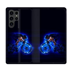 Housse Cuir Portefeuille Pour Samsung Galaxy S23 Ultra Sport Cyclisme Bleu
