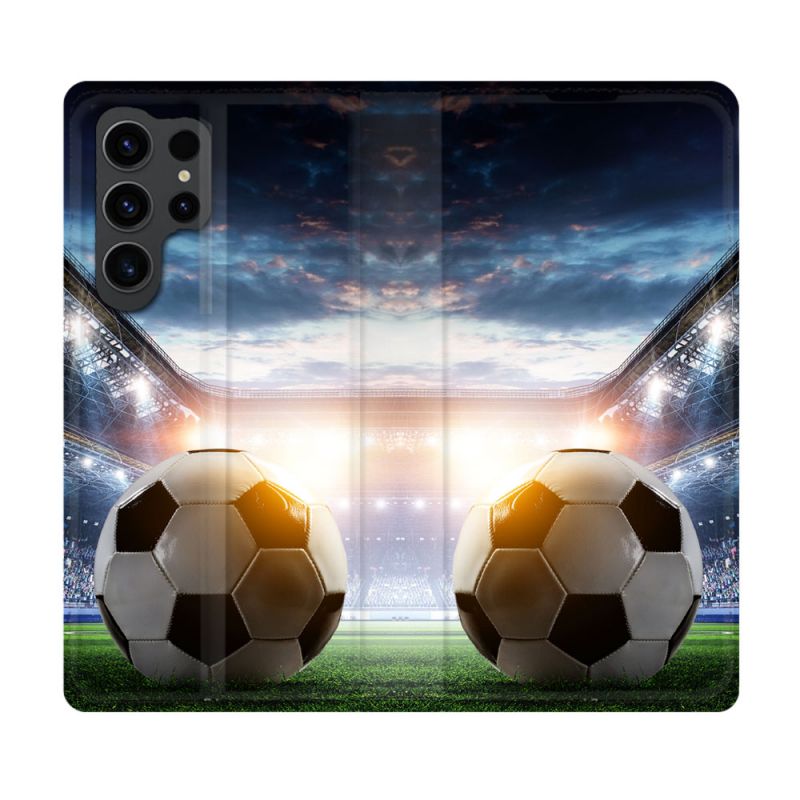 Housse Cuir Portefeuille Pour Samsung Galaxy S23 Ultra Sport Football Stade