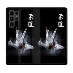 Housse Cuir Portefeuille Pour Samsung Galaxy S23 Ultra Sport Judo Noir