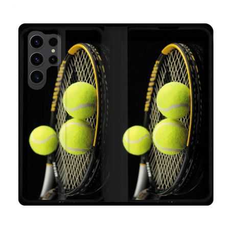 Housse Cuir Portefeuille Pour Samsung Galaxy S23 Ultra Sport Tennis Balls