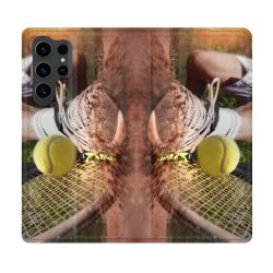 Housse Cuir Portefeuille Pour Samsung Galaxy S23 Ultra Sport Tennis Glissade