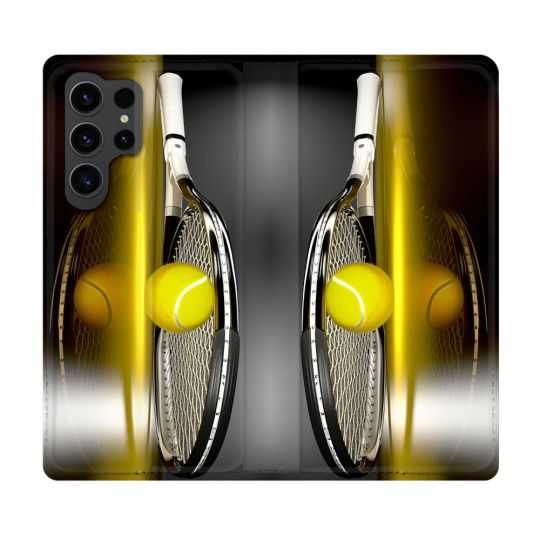Housse Cuir Portefeuille Pour Samsung Galaxy S23 Ultra Sport Tennis Reflet