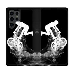 Housse Cuir Portefeuille Pour Samsung Galaxy S23 Ultra Sport VTT Noir