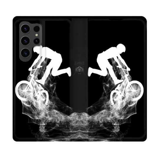 Housse Cuir Portefeuille Pour Samsung Galaxy S23 Ultra Sport VTT Noir