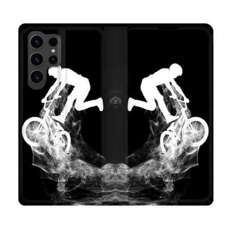 Housse Cuir Portefeuille Pour Samsung Galaxy S23 Ultra Sport VTT Noir