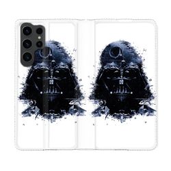 Housse Cuir Portefeuille Pour Samsung Galaxy S23 Ultra Star Wars - Dark Vador Blanc