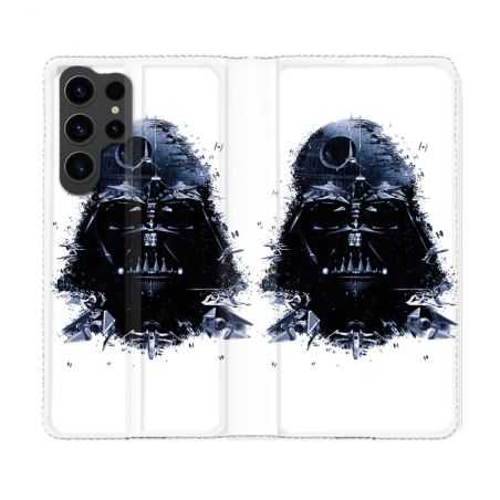 Housse Cuir Portefeuille Pour Samsung Galaxy S23 Ultra Star Wars - Dark Vador Blanc