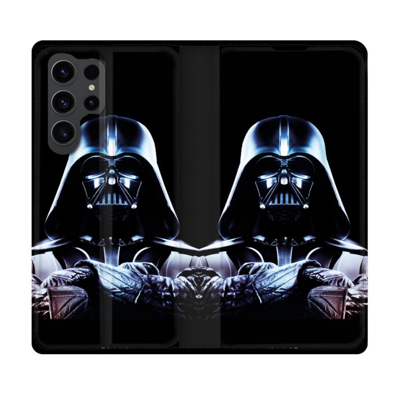 Housse Cuir Portefeuille Pour Samsung Galaxy S23 Ultra Star Wars - Dark Vador Noir