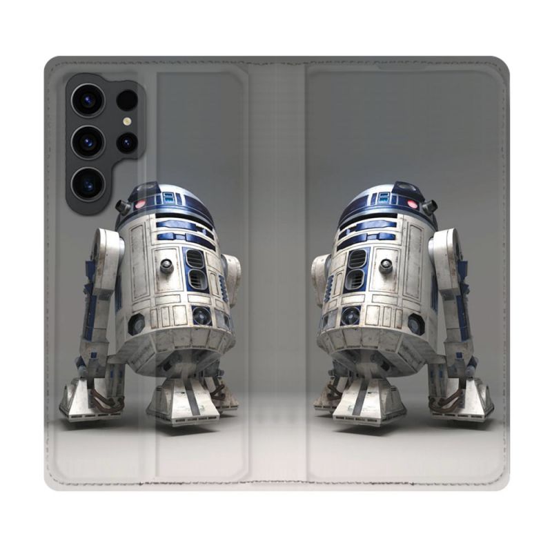 Housse Cuir Portefeuille Pour Samsung Galaxy S23 Ultra Star Wars - R2D2