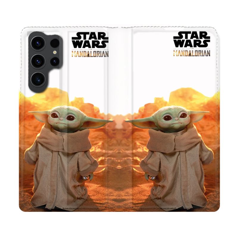 Housse Cuir Portefeuille Pour Samsung Galaxy S23 Ultra Star Wars - Yoda bebe soleil