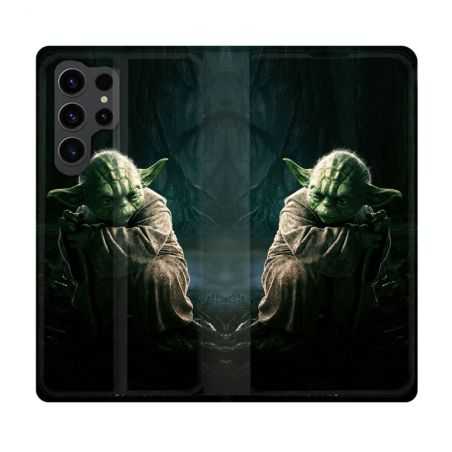 Housse Cuir Portefeuille Pour Samsung Galaxy S23 Ultra Star Wars - Yoda sombre