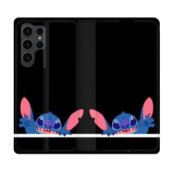 Housse Cuir Portefeuille Pour Samsung Galaxy S23 Ultra Stitch Noir