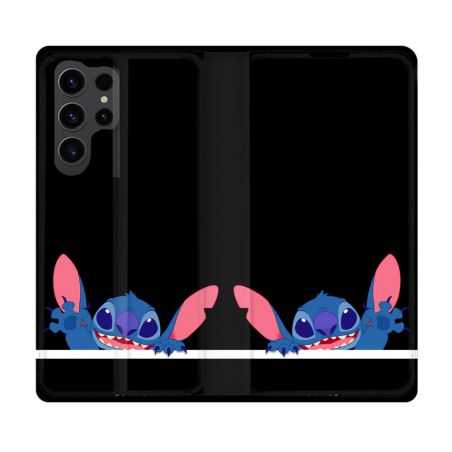 Housse Cuir Portefeuille Pour Samsung Galaxy S23 Ultra Stitch Noir