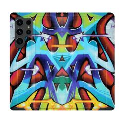 Housse Cuir Portefeuille Pour Samsung Galaxy S23 Ultra Street Art Graf Color
