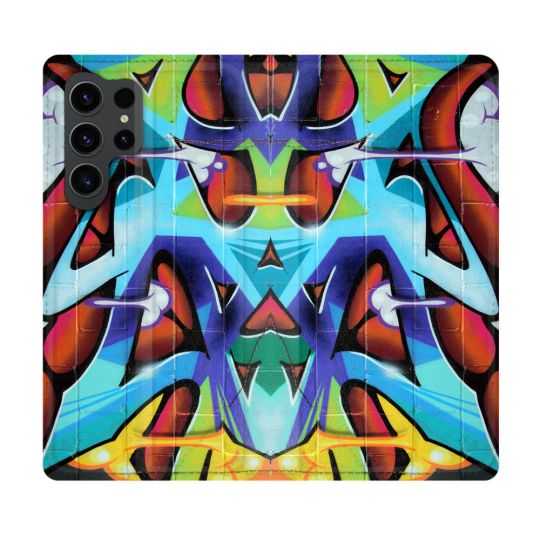 Housse Cuir Portefeuille Pour Samsung Galaxy S23 Ultra Street Art Graf Color