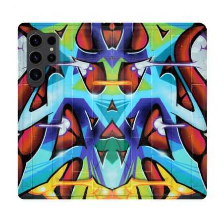 Housse Cuir Portefeuille Pour Samsung Galaxy S23 Ultra Street Art Graf Color