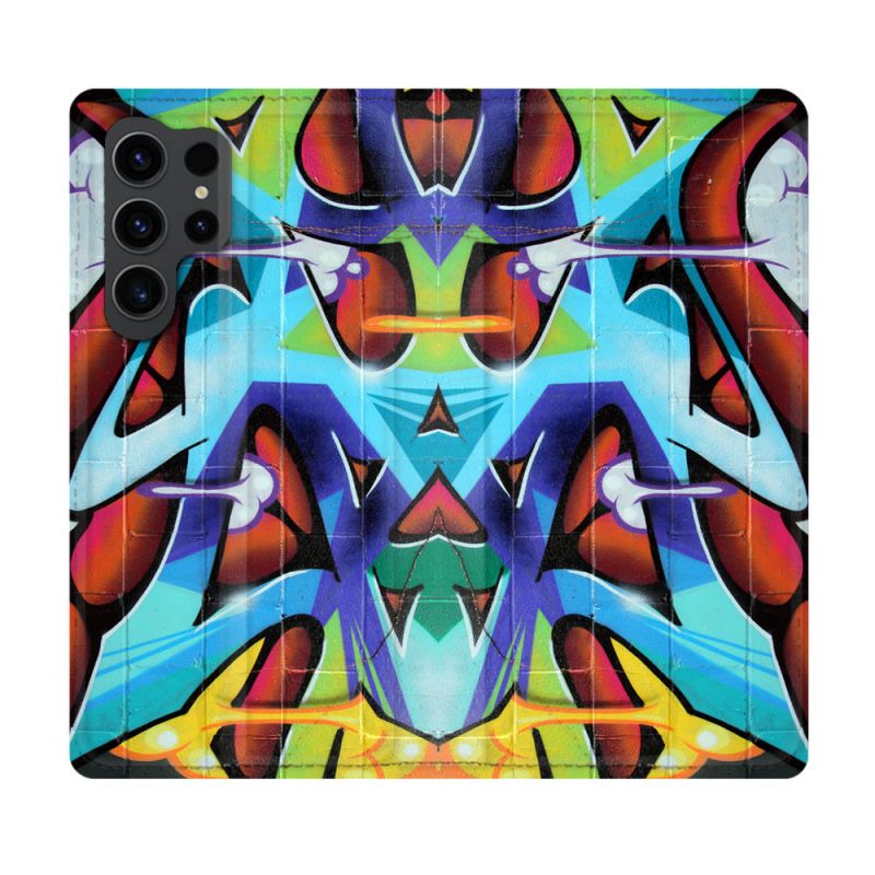 Housse Cuir Portefeuille Pour Samsung Galaxy S23 Ultra Street Art Graf Color