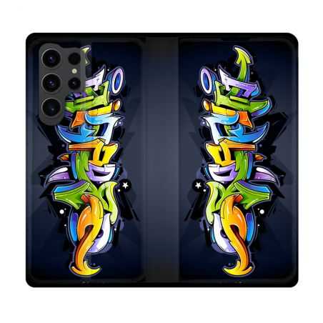 Housse Cuir Portefeuille Pour Samsung Galaxy S23 Ultra Street Art Graffiti