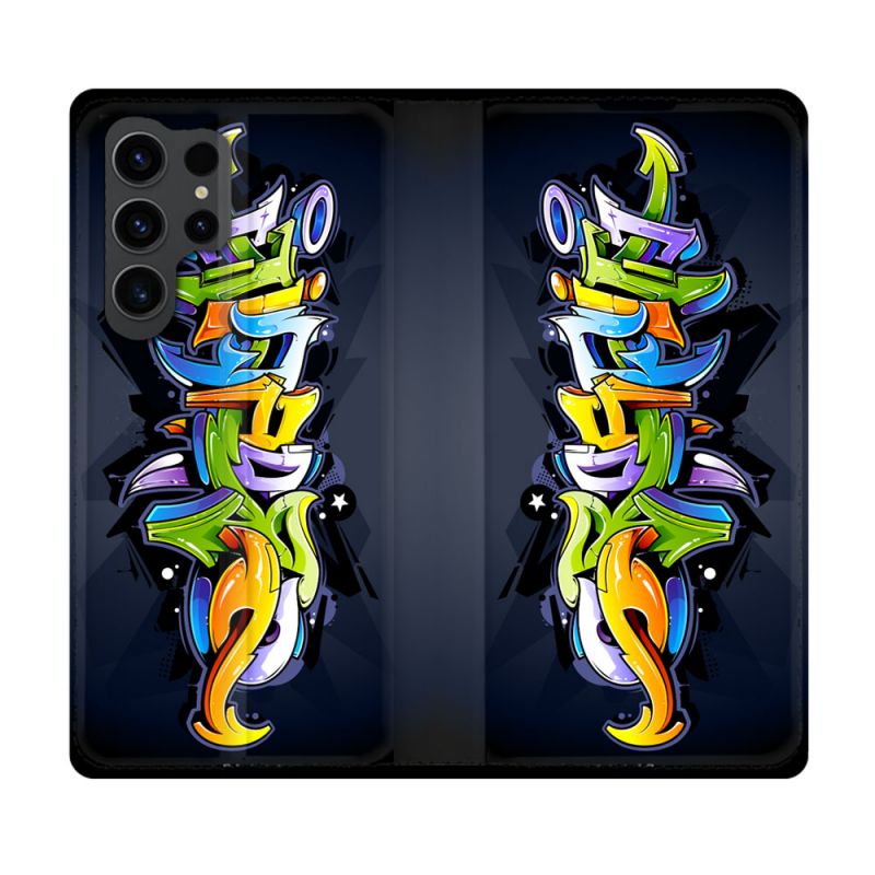 Housse Cuir Portefeuille Pour Samsung Galaxy S23 Ultra Street Art Graffiti
