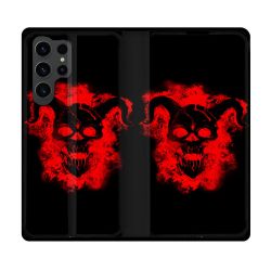 Housse Cuir Portefeuille Pour Samsung Galaxy S23 Ultra Tete de Mort Diable