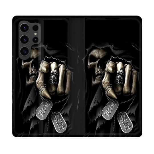 Housse Cuir Portefeuille Pour Samsung Galaxy S23 Ultra Tete de Mort Your Next