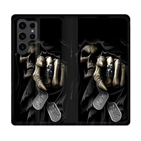 Housse Cuir Portefeuille Pour Samsung Galaxy S23 Ultra Tete de Mort Your Next