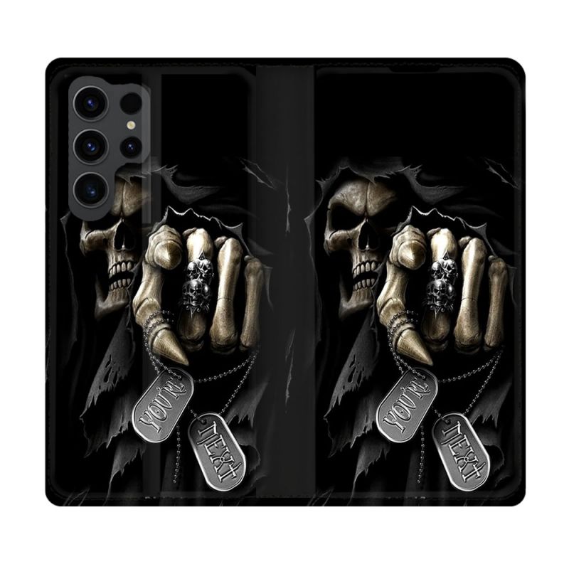 Housse Cuir Portefeuille Pour Samsung Galaxy S23 Ultra Tete de Mort Your Next