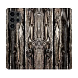 Housse Cuir Portefeuille Pour Samsung Galaxy S23 Ultra Texture Bois
