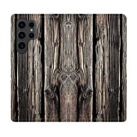 Housse Cuir Portefeuille Pour Samsung Galaxy S23 Ultra Texture Bois