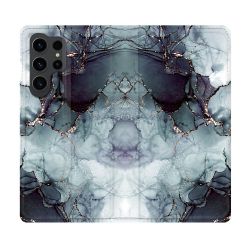 Housse Cuir Portefeuille Pour Samsung Galaxy S23 Ultra Texture Marbre Gris