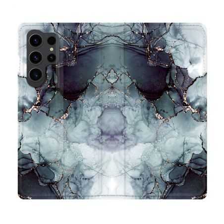 Housse Cuir Portefeuille Pour Samsung Galaxy S23 Ultra Texture Marbre Gris