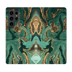Housse Cuir Portefeuille Pour Samsung Galaxy S23 Ultra Texture Marbre Vert